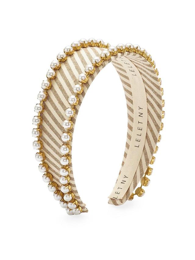 Womens Lynn Striped Faux-Pearl Headband Product Image