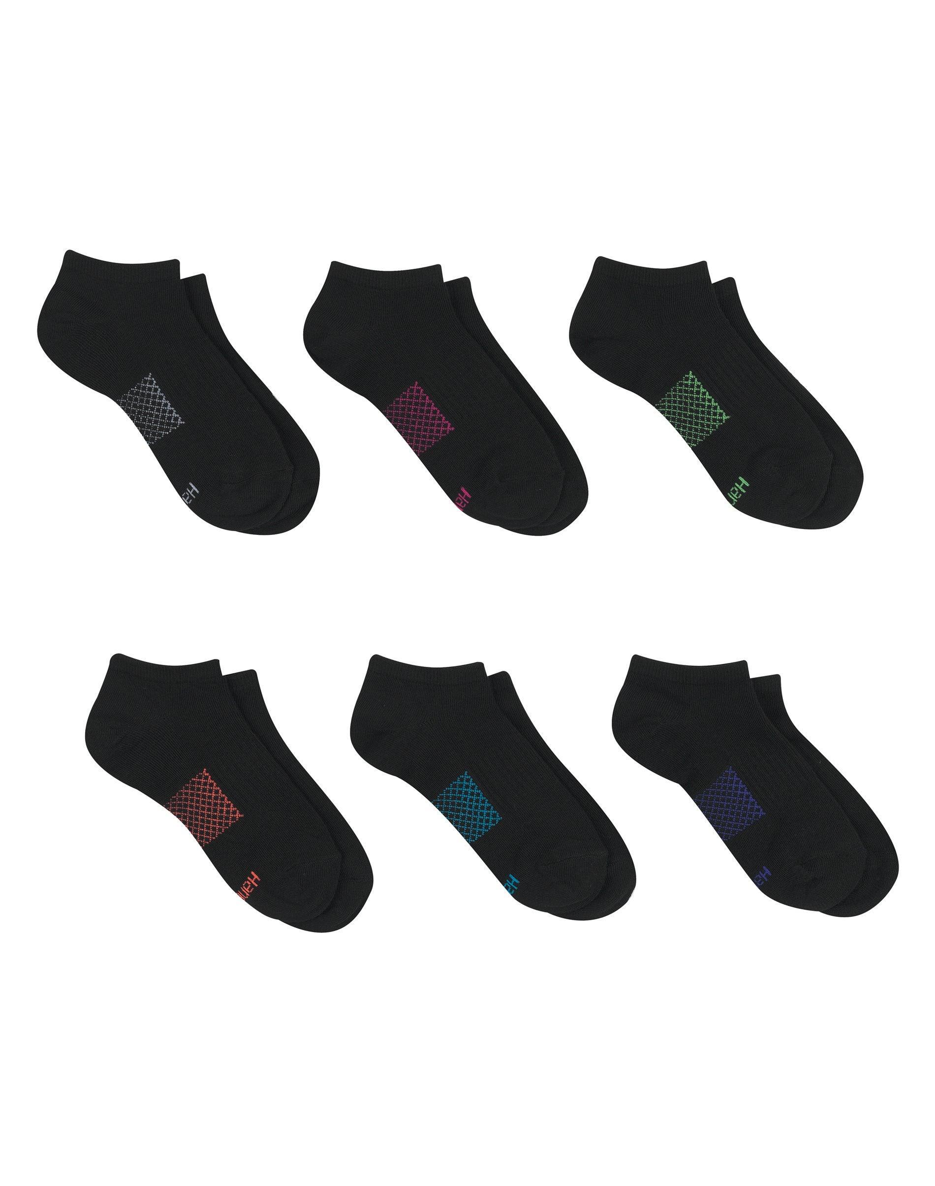 Hanes X-Temp Womens Performance No Show Socks, 6-Pairs White w/Color Mesh 5-9 Product Image