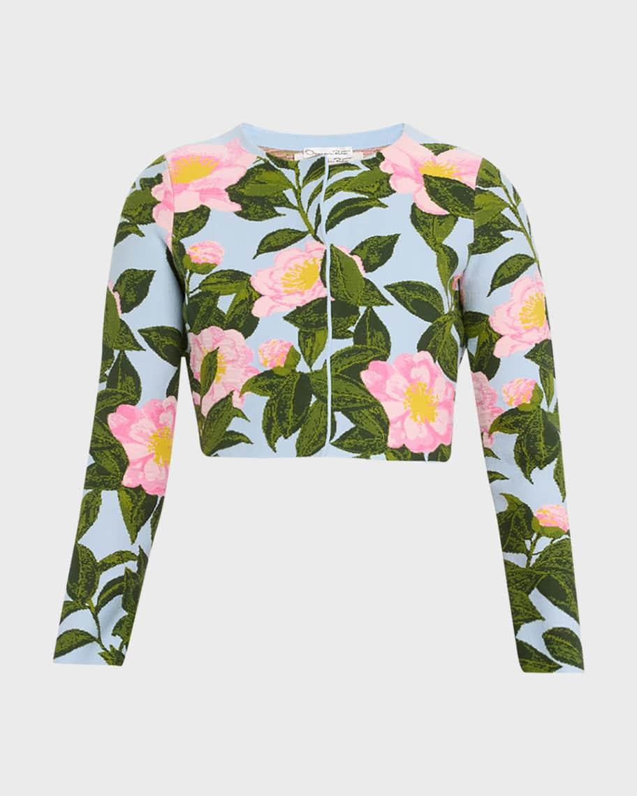 Camellia Jacquard Crop Cardigan Product Image