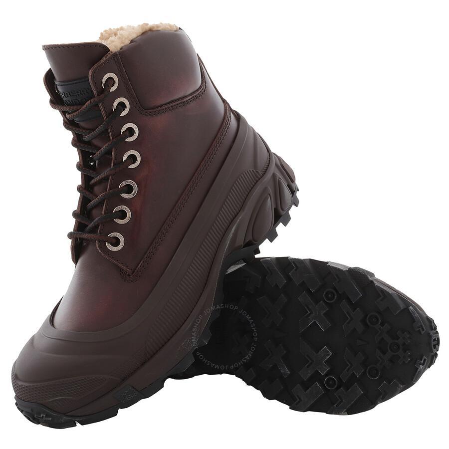 BURBERRY Ladies Deep Brown Shearling Arthur Boots Product Image