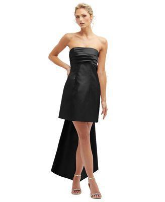 Women's Strapless Satin Column Mini Dress with Oversized Bow Product Image