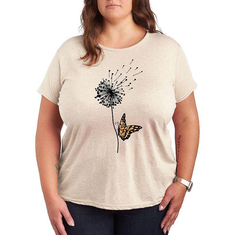 Plus Butterfly On Dandelion Graphic Tee, Womens Product Image