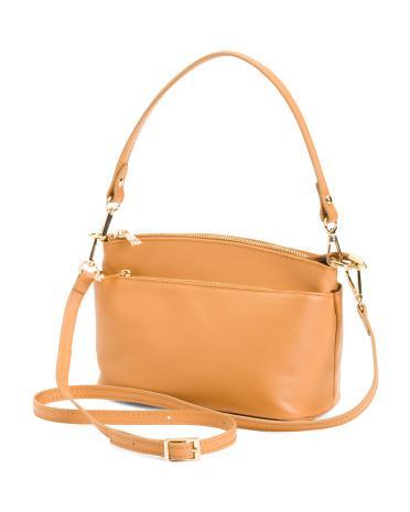 Leather Triple Entry Crossbody for Women Product Image