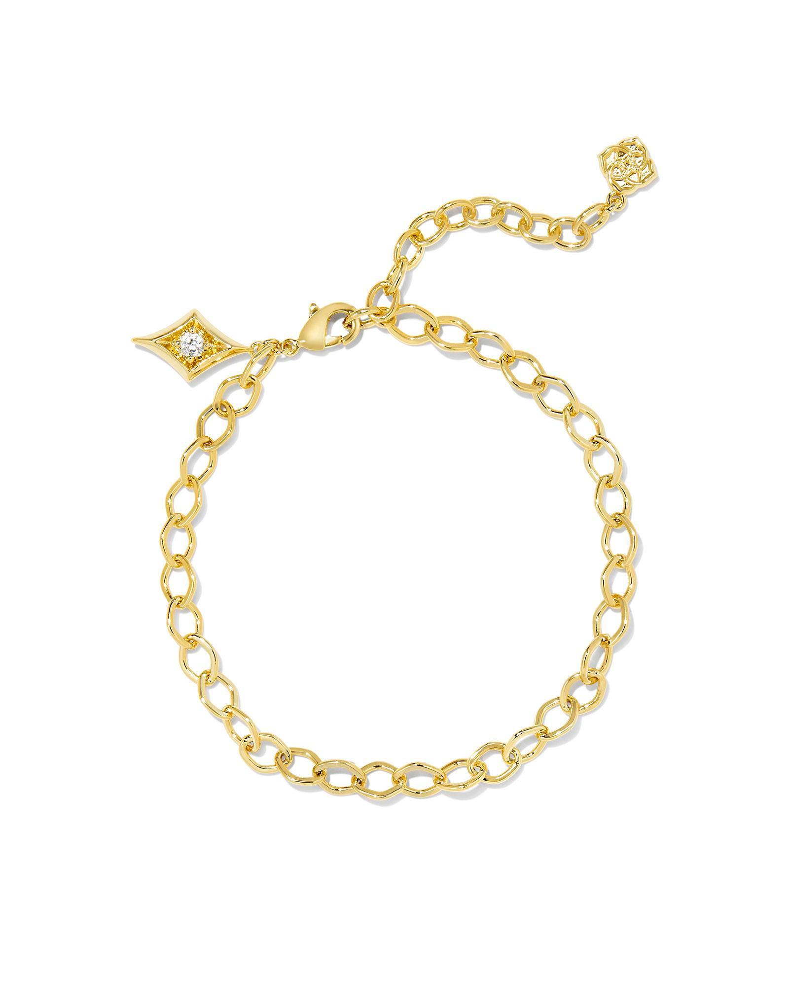 Kit Gold Chain Bracelet in White Crystal Product Image