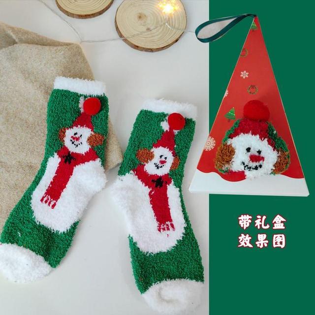 Christmas Cartoon Pom Pom Fleece Socks Product Image