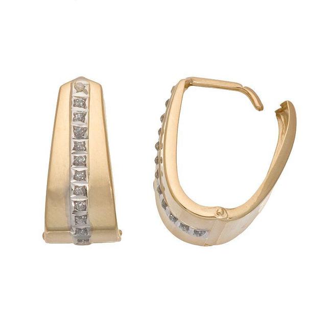 Diamond Fascination 14k Gold U-Hoop Earrings, Womens Product Image