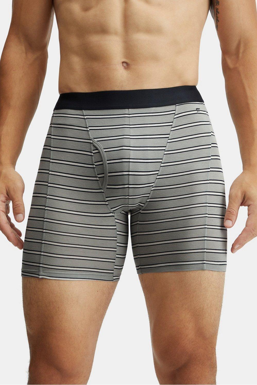 Fabletics Men The 24-7 Boxer Brief male Shadow Grey Shadow Stripe Size L Product Image