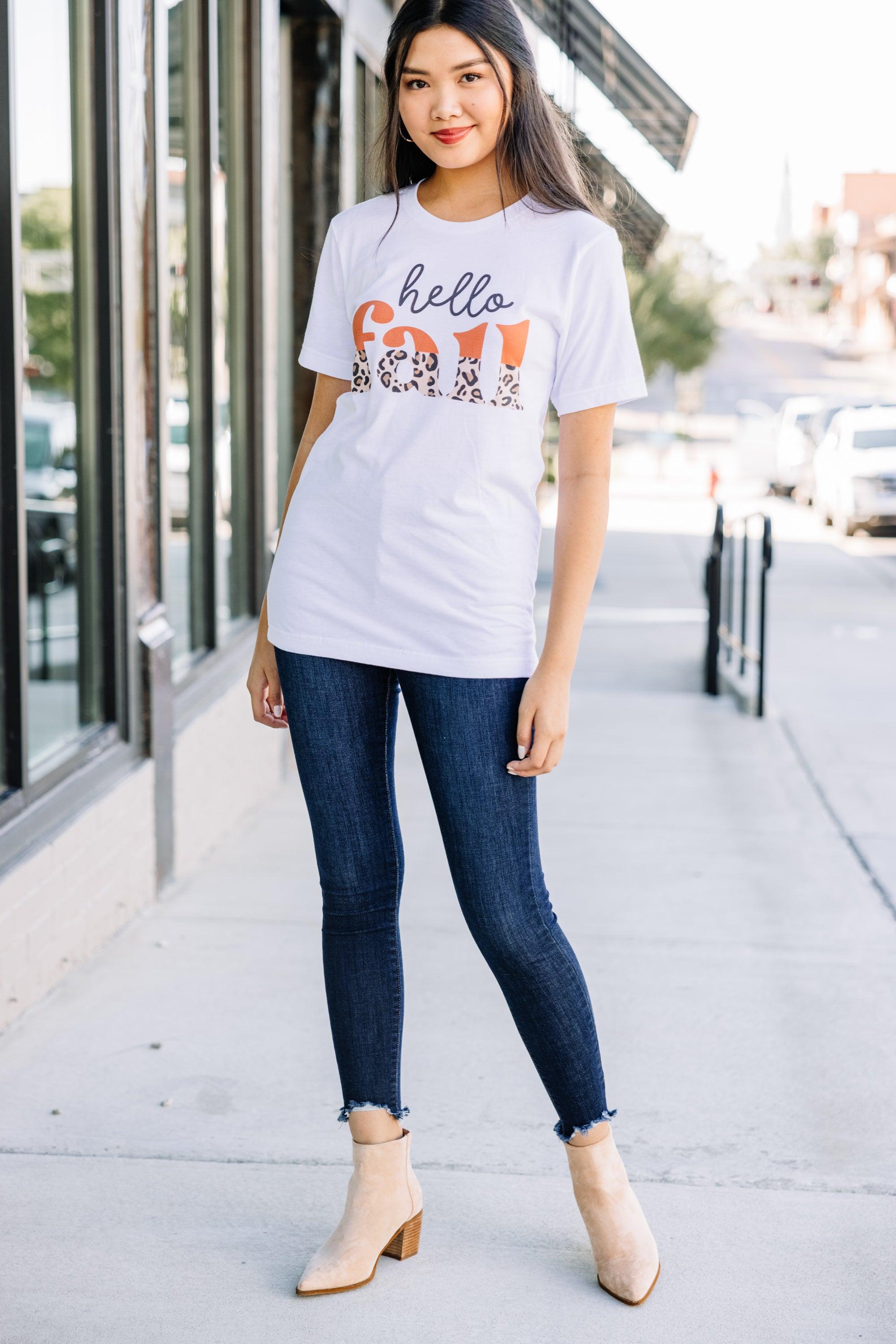 Hello Fall White Graphic Tee Female Product Image