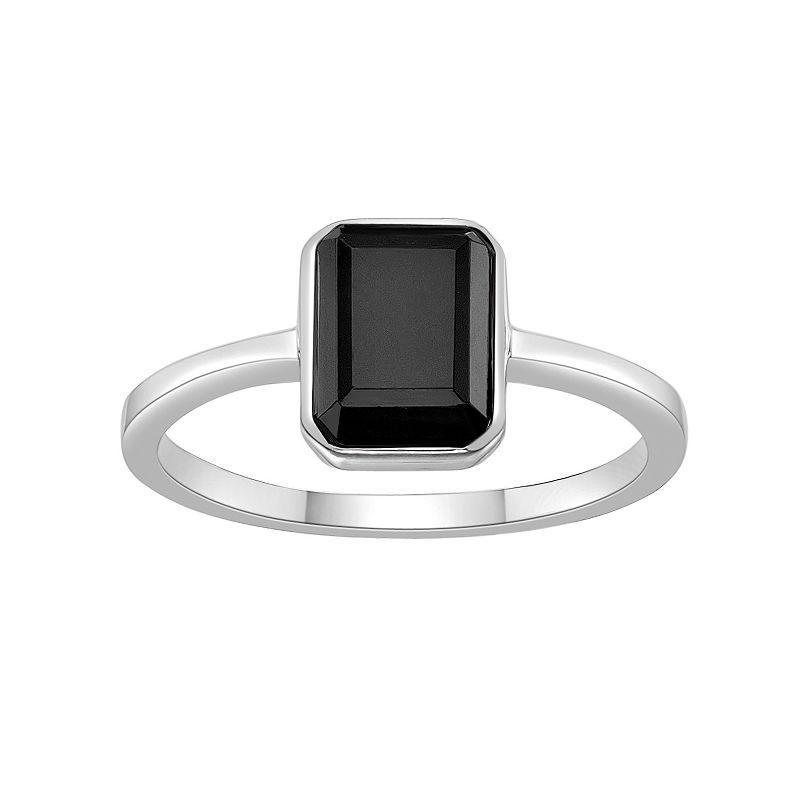 Gemminded Sterling Silver Octagon Black Onyx Ring, Womens Product Image