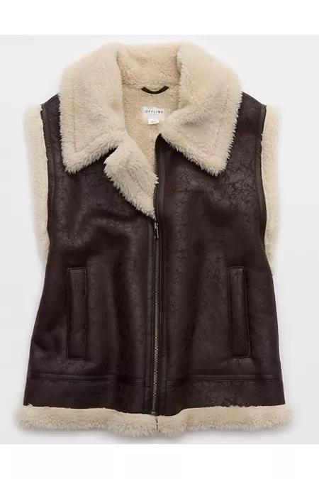 OFFLINE By Aerie Faux Leather Sherpa Vest Womens Product Image