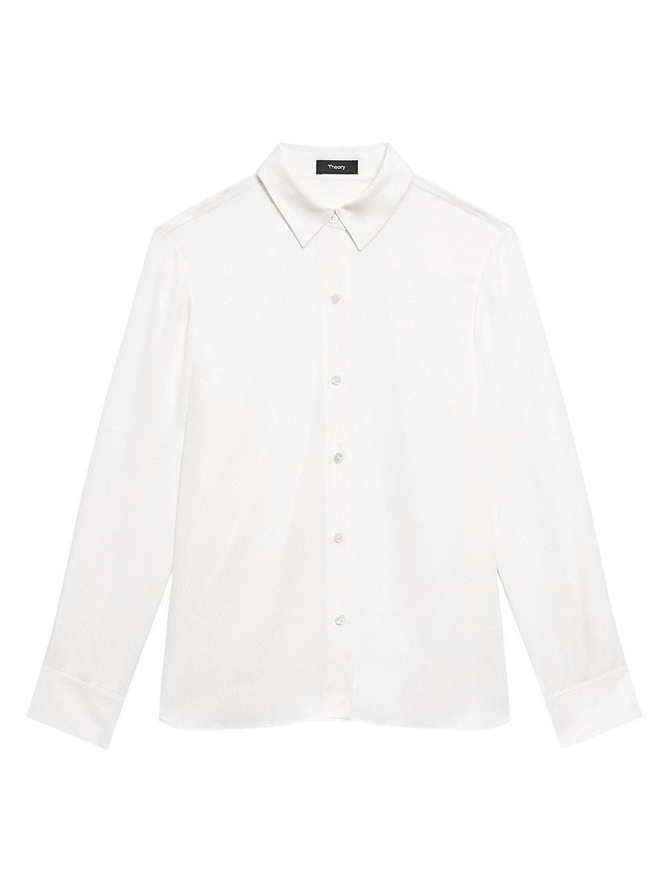 Womens Straight Silk Button-Front Shirt product image