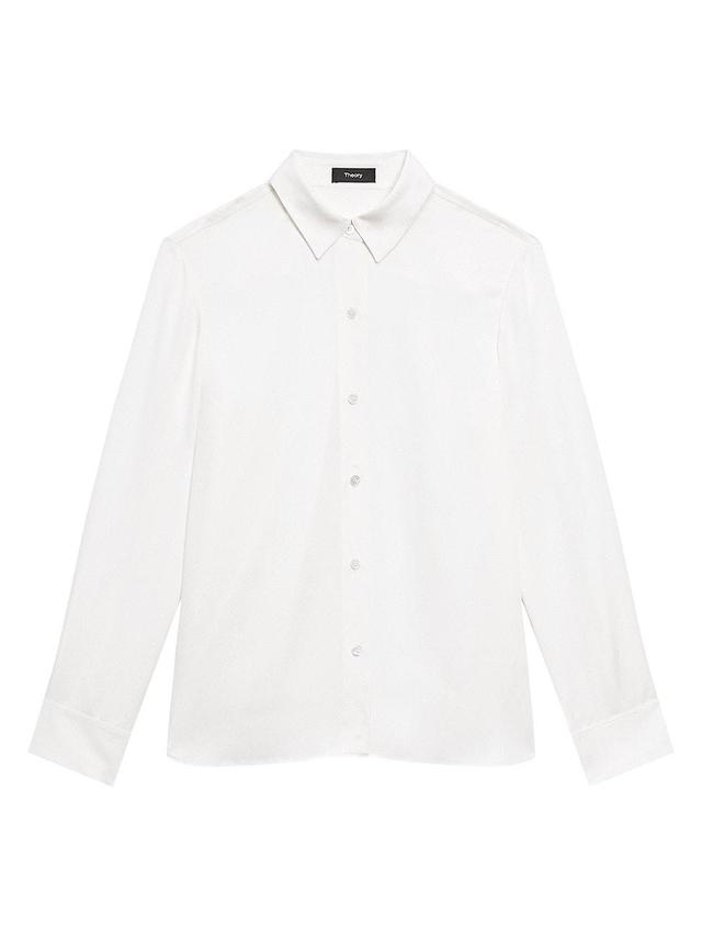 Womens Straight Silk Button-Front Shirt Product Image