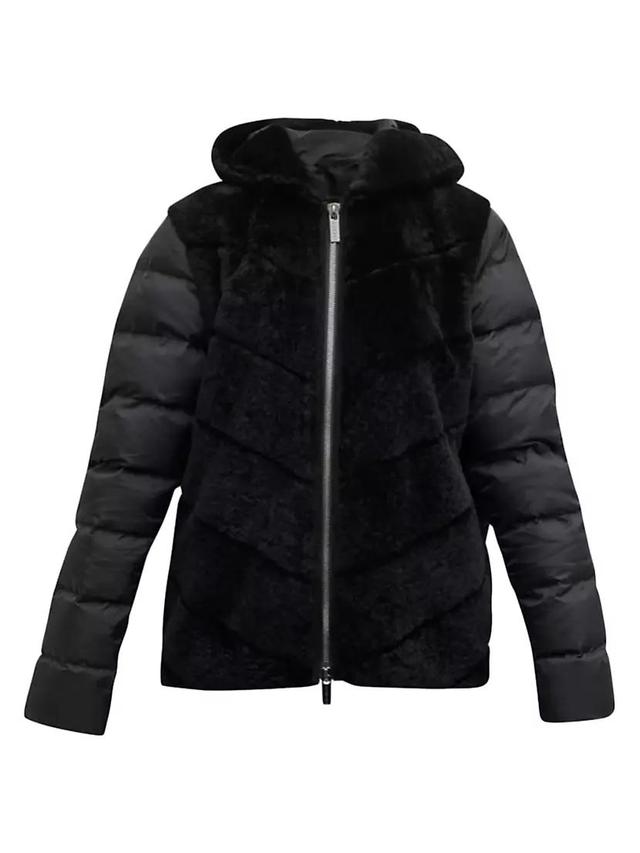 Shearling Lamb Jacket With Quilted Sleeves and Back Product Image