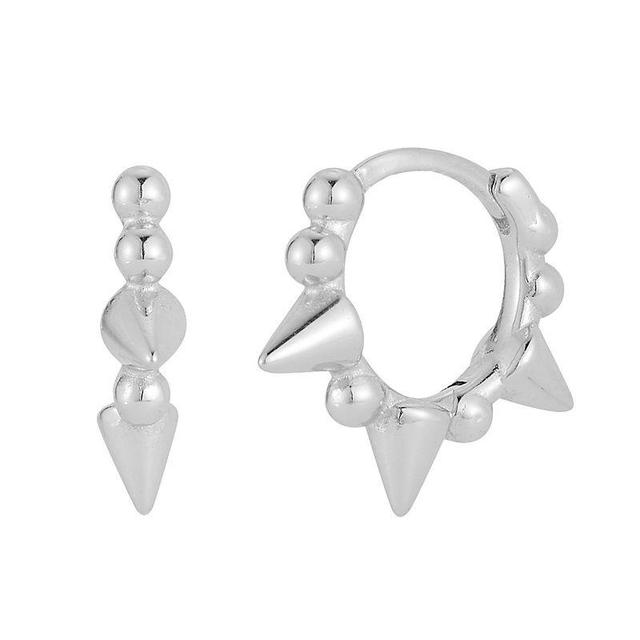 Sunkissed Sterling Spike Hoop Earrings, Womens, Silver Tone Product Image