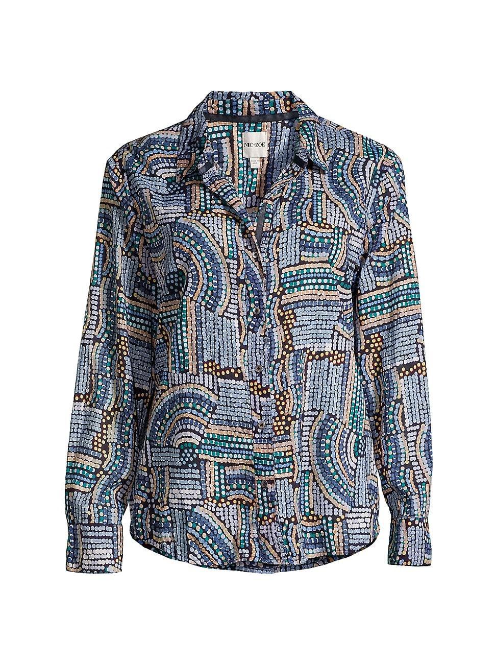 Womens Mosaic Crinkled Cotton Shirt Product Image