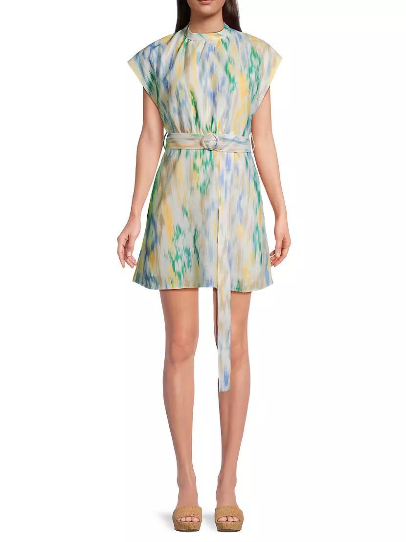 Ikat-Inspired Linen-Blend Belted Minidress Product Image