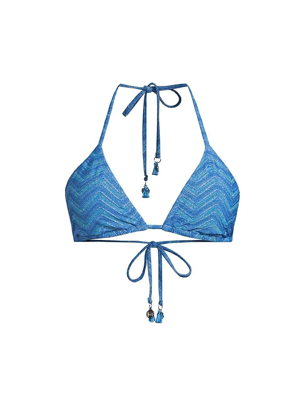 Womens Glitter Jacquard Triangle Bikini Top Product Image