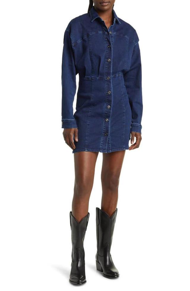 Womens Amber Stretch-Denim Minidress Product Image