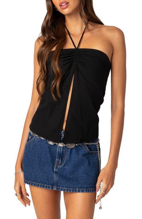 EDIKTED Gathered Split Front Halter Top Product Image