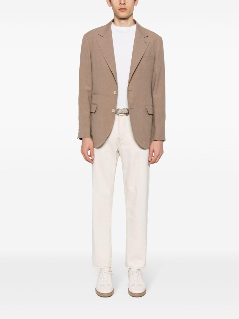 BRUNELLO CUCINELLI Single-breasted Linen Blazer In Brown Product Image