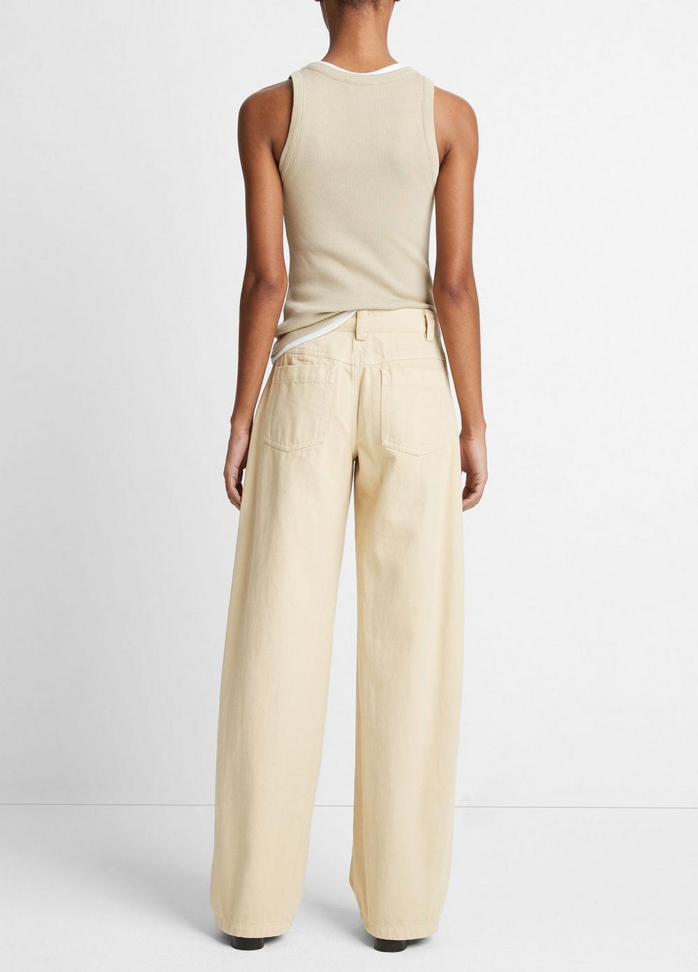 Washed Cotton Twill Wide-Leg Pant Product Image