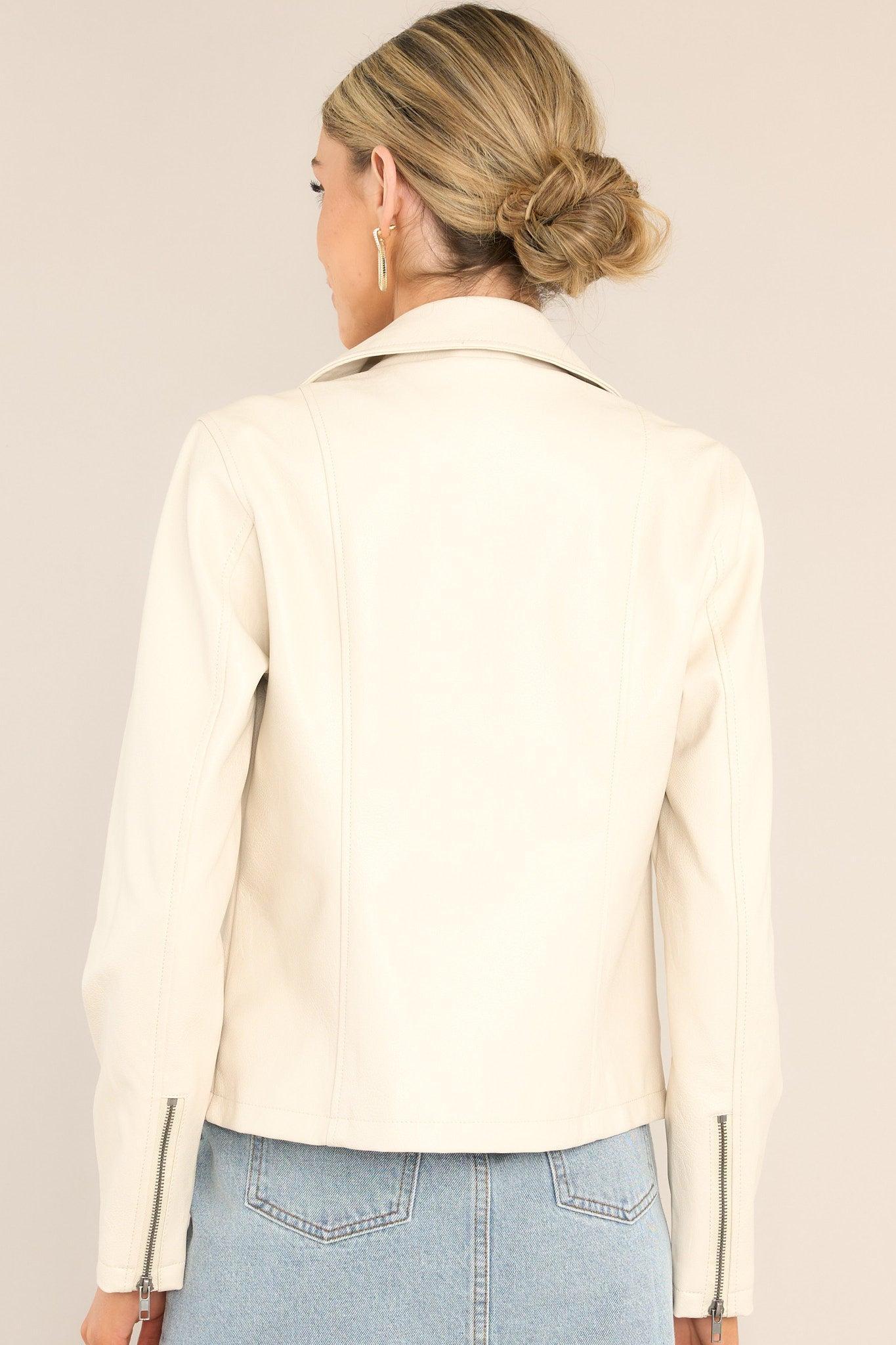 Z Supply Trina Ecru Faux Leather Moto Jacket Ivory Product Image