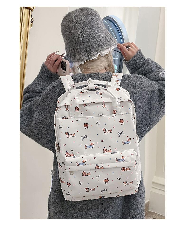 Cartoon Print Top Handle Nylon Backpack Product Image