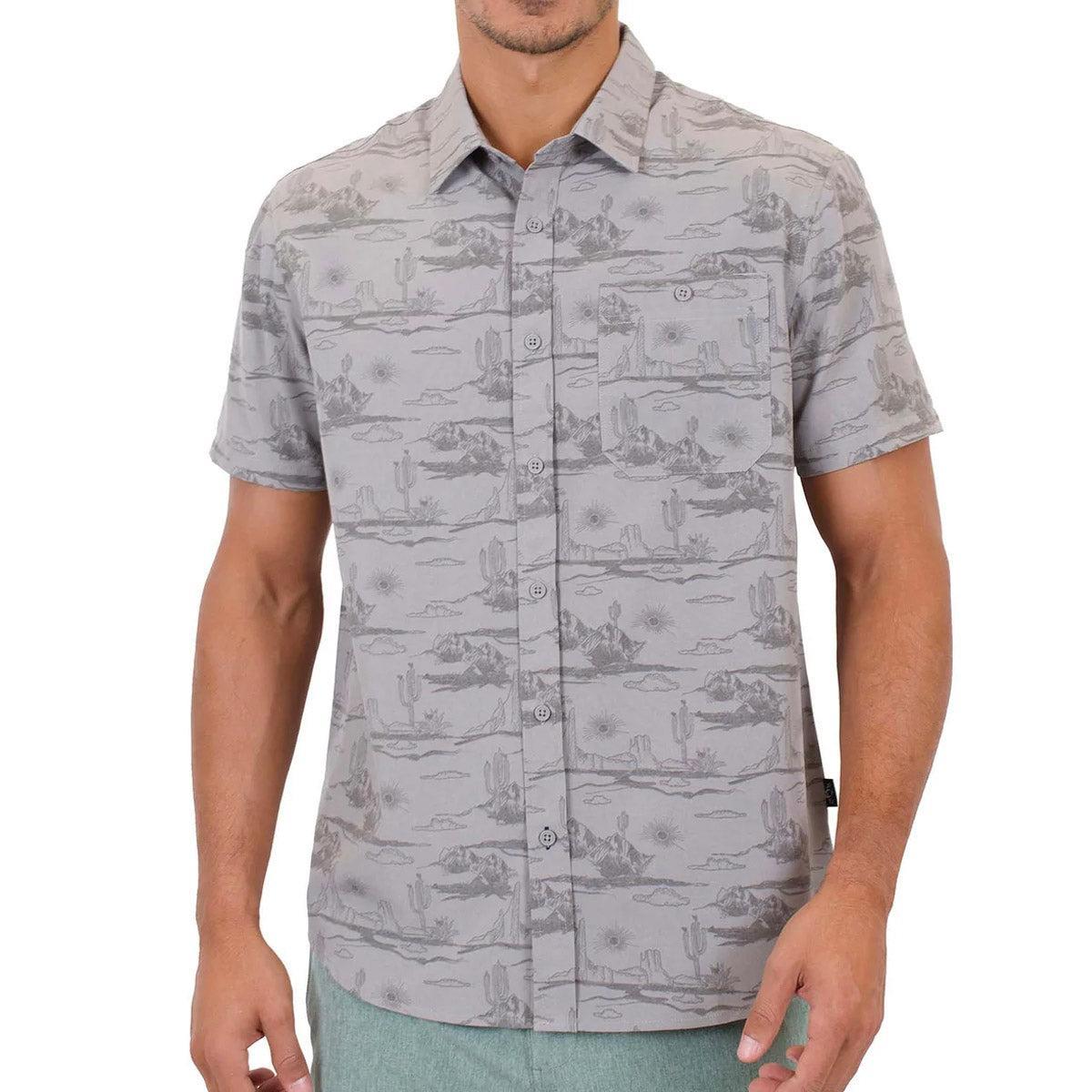 Mens Mountain and Isles Sun Protection Button Down Shirt Grey Desert Journey Product Image