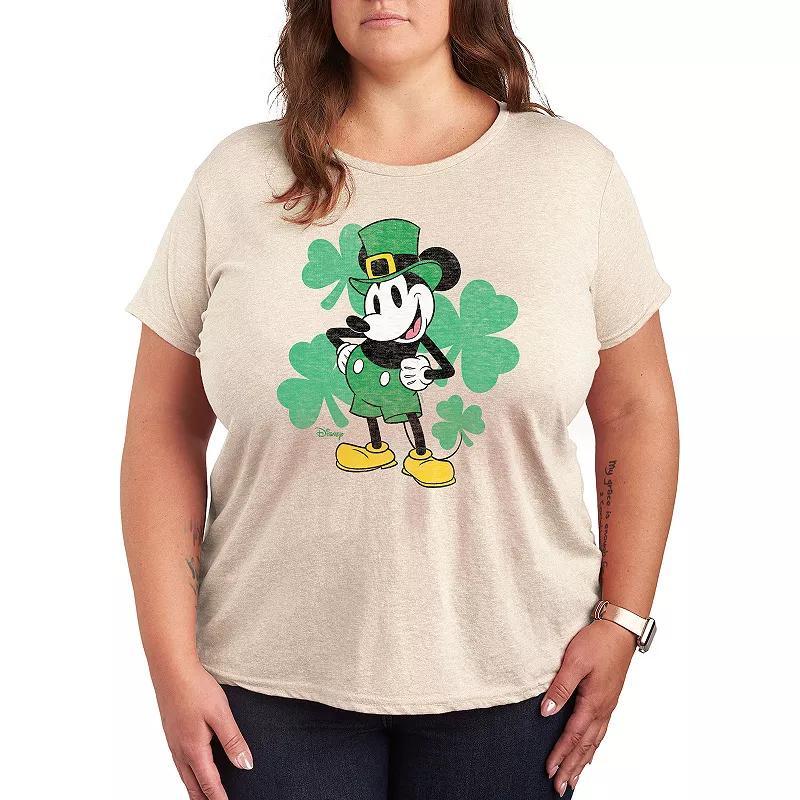 Disneys Mickey Mouse Plus Leprechaun Graphic Tee, Womens Beig/Green Product Image