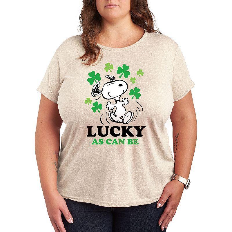 Plus Peanuts Snoopy Lucky As Can Be Graphic Tee, Womens White Product Image