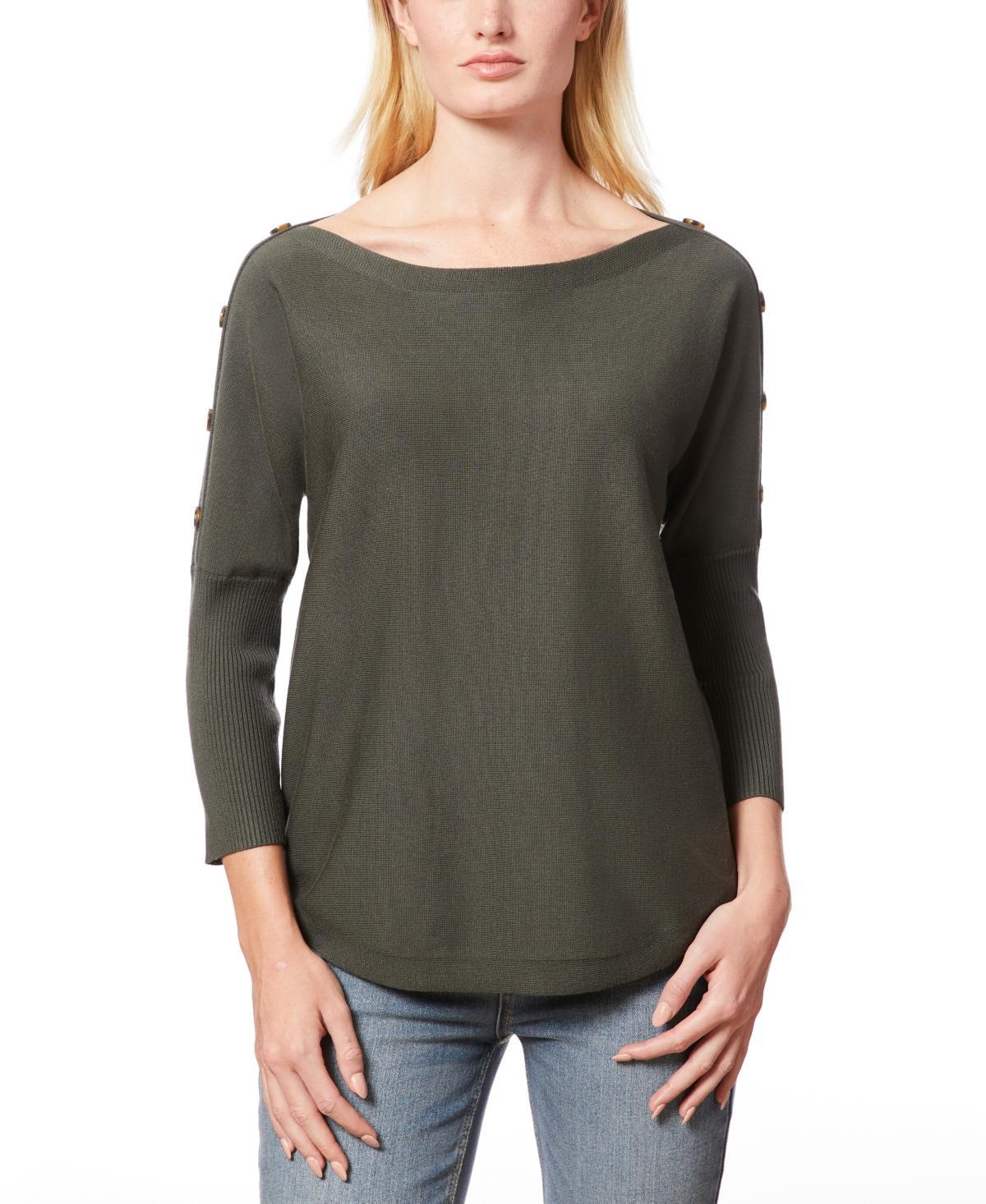 Melissa Paige Womens Dolman-Sleeve Buttoned-Sleeve Sweater Product Image