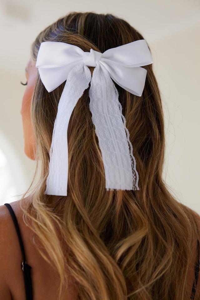 Dainty Bow Hair Clip White Product Image