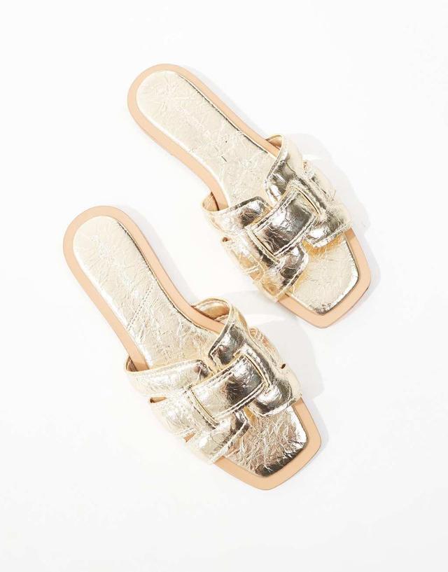 Stradivarius flat sandals in gold  Product Image