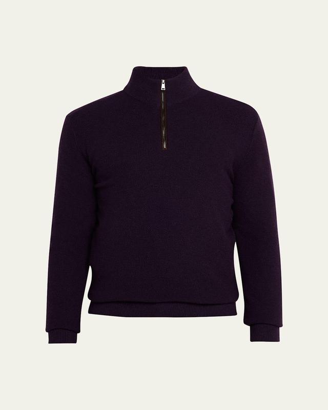 Mens Cashmere Birdseye Quarter-Zip Sweater Product Image