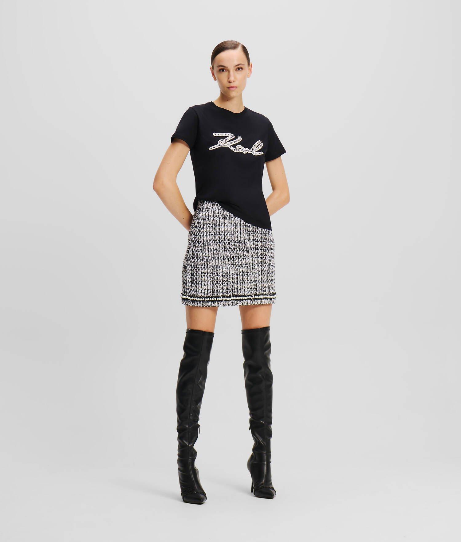 PEARL-EMBELLISHED BOUCLÉ SKIRT Product Image