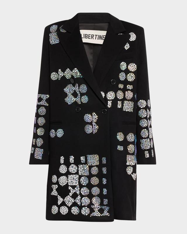 Geometric Embellished Double-Breasted Long Jacket Product Image