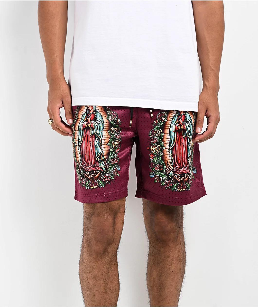 DGK Guadalupe Burgundy Mesh Shorts Product Image