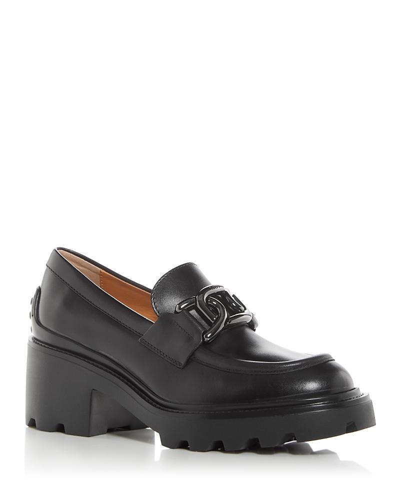 Tods Womens Gomma Block Heel Loafers Product Image