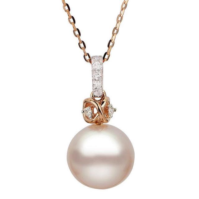 PearLustre by Imperial 10k Rose Gold Pink Freshwater Cultured Pearl & Diamond Accent Pendant Necklace, Womens Product Image