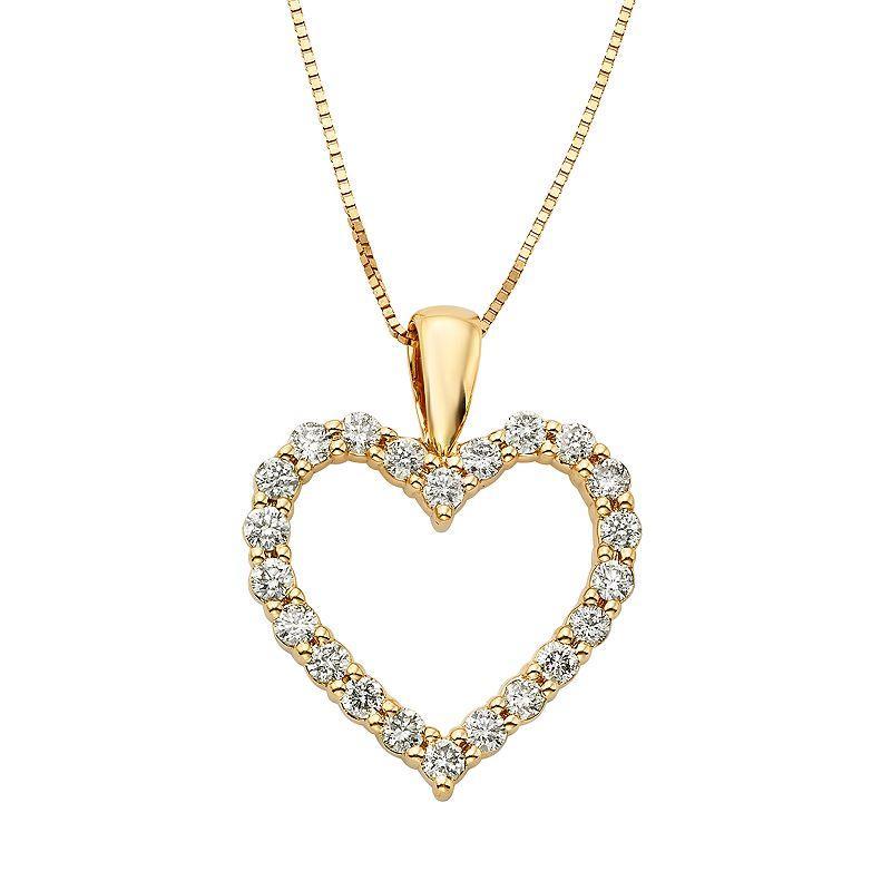 1/2 Carat T.W. IGL Certified Diamond 14k Gold Heart Pendant Necklace, Womens, Size: 18, White Product Image