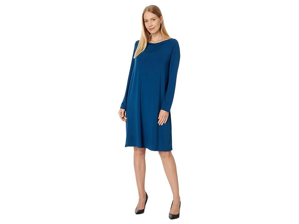 Eileen Fisher Cowl Neck Long Sleeve Shift Dress Product Image