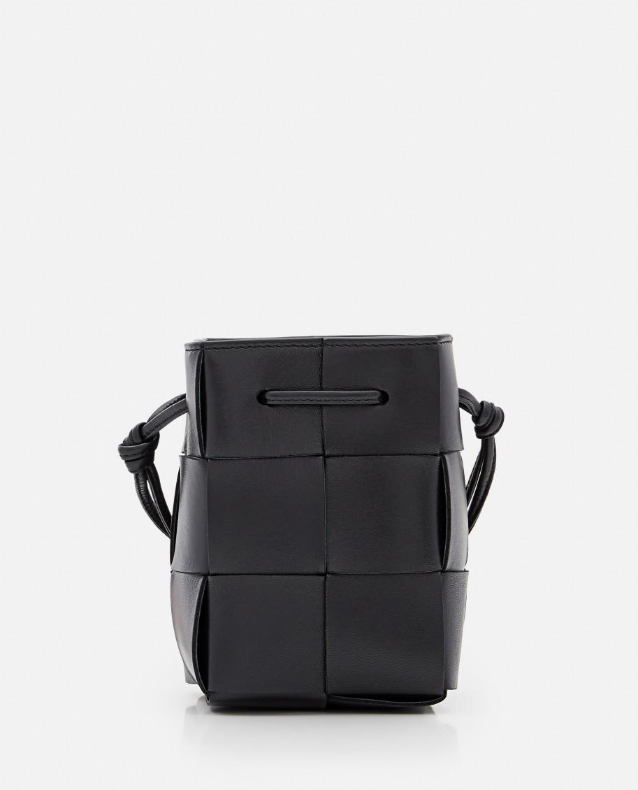 Women's Cassette Mini Leather Bucket Bag In Black Product Image