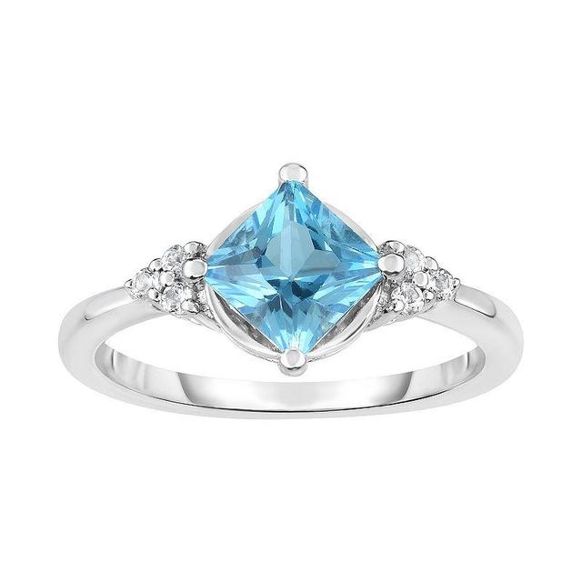 Sterling Silver Blue & White Topaz Ring, Womens Product Image