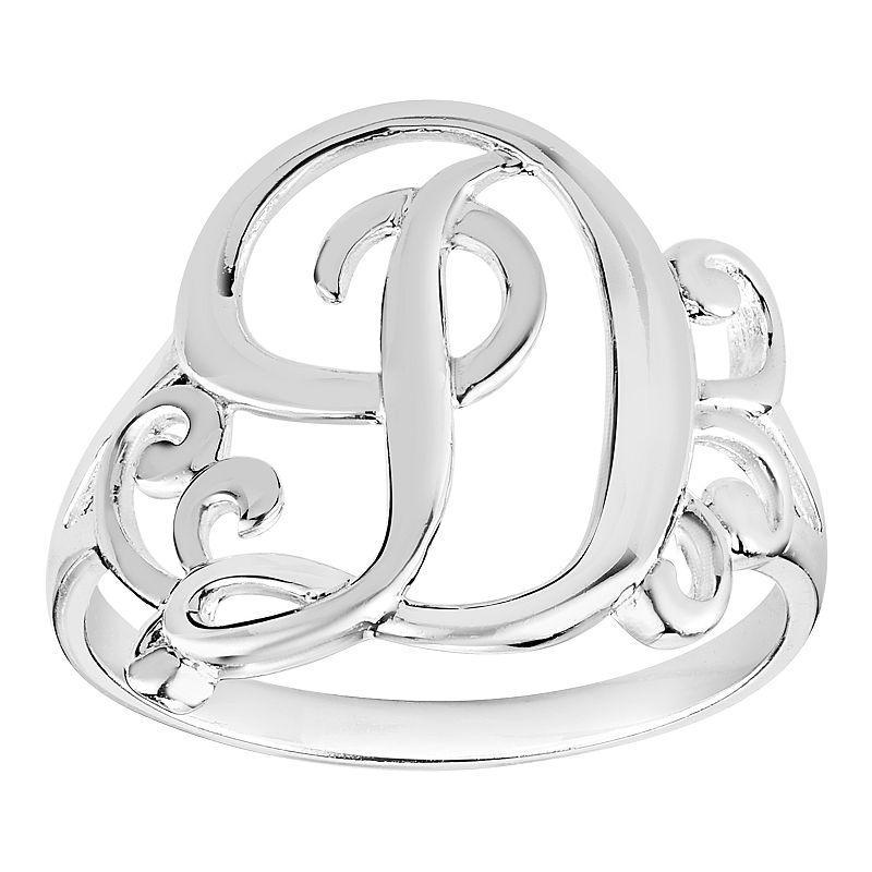 Womens PRIMROSE Sterling silver polished monogram initial B band ring size 7., Womens Grey Product Image