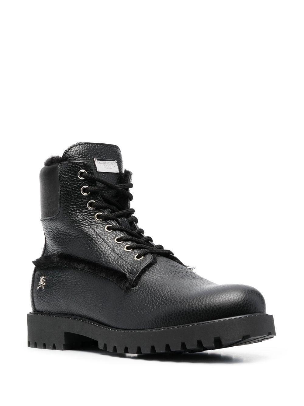 The Hunter Shearling Lined Leather Boots In Black Product Image