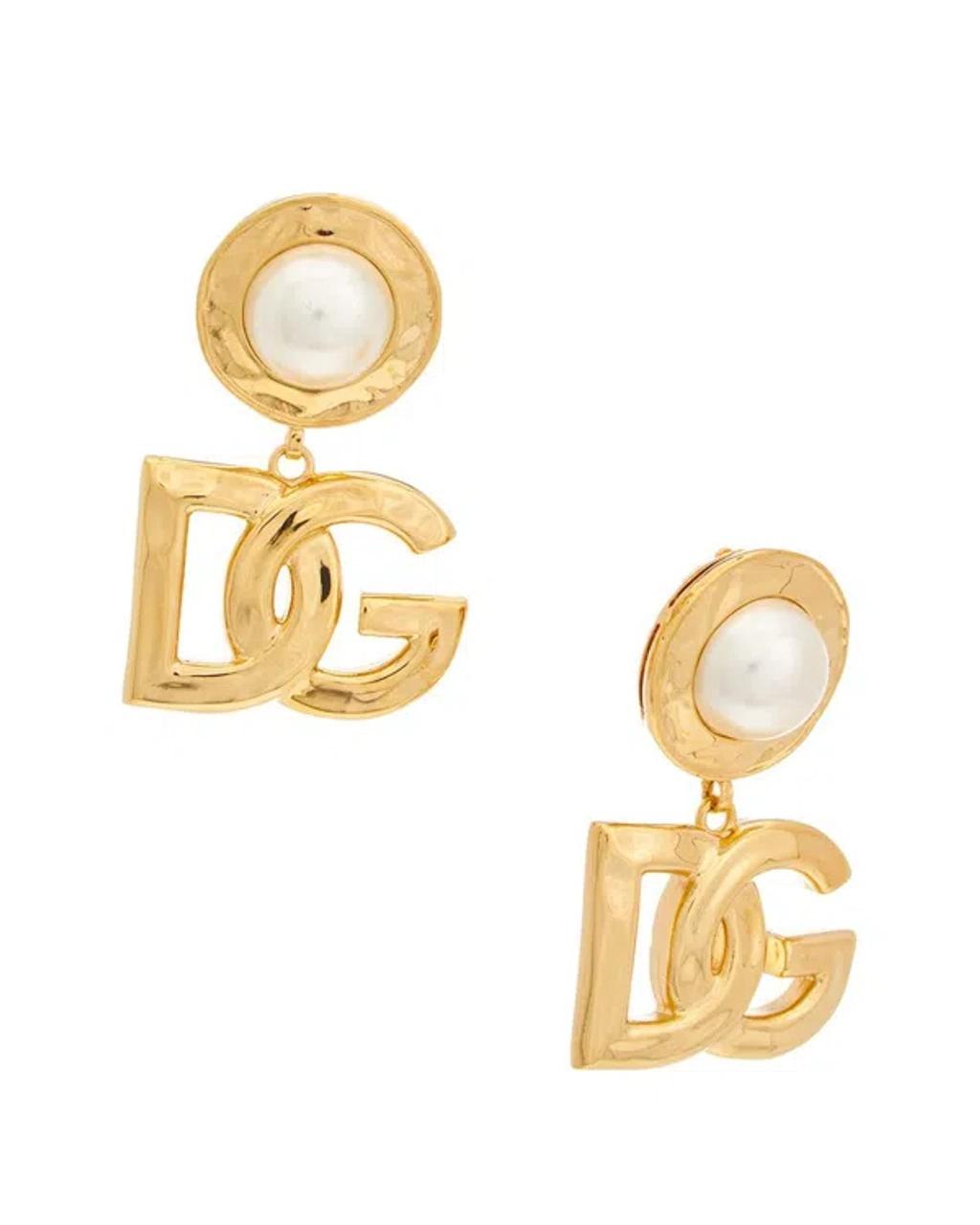 Dg Logo Pendant Clip-on Earrings In Gold Product Image