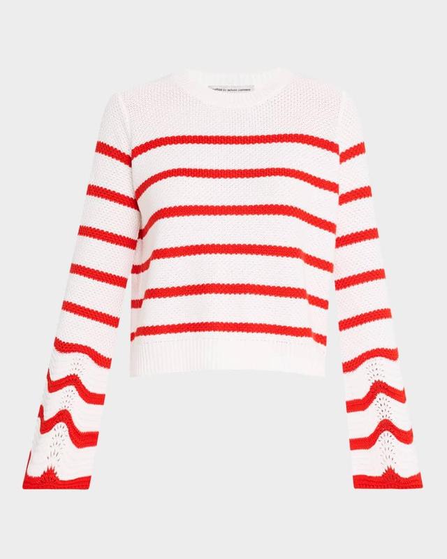 Striped Crewneck Cotton Sweater Product Image