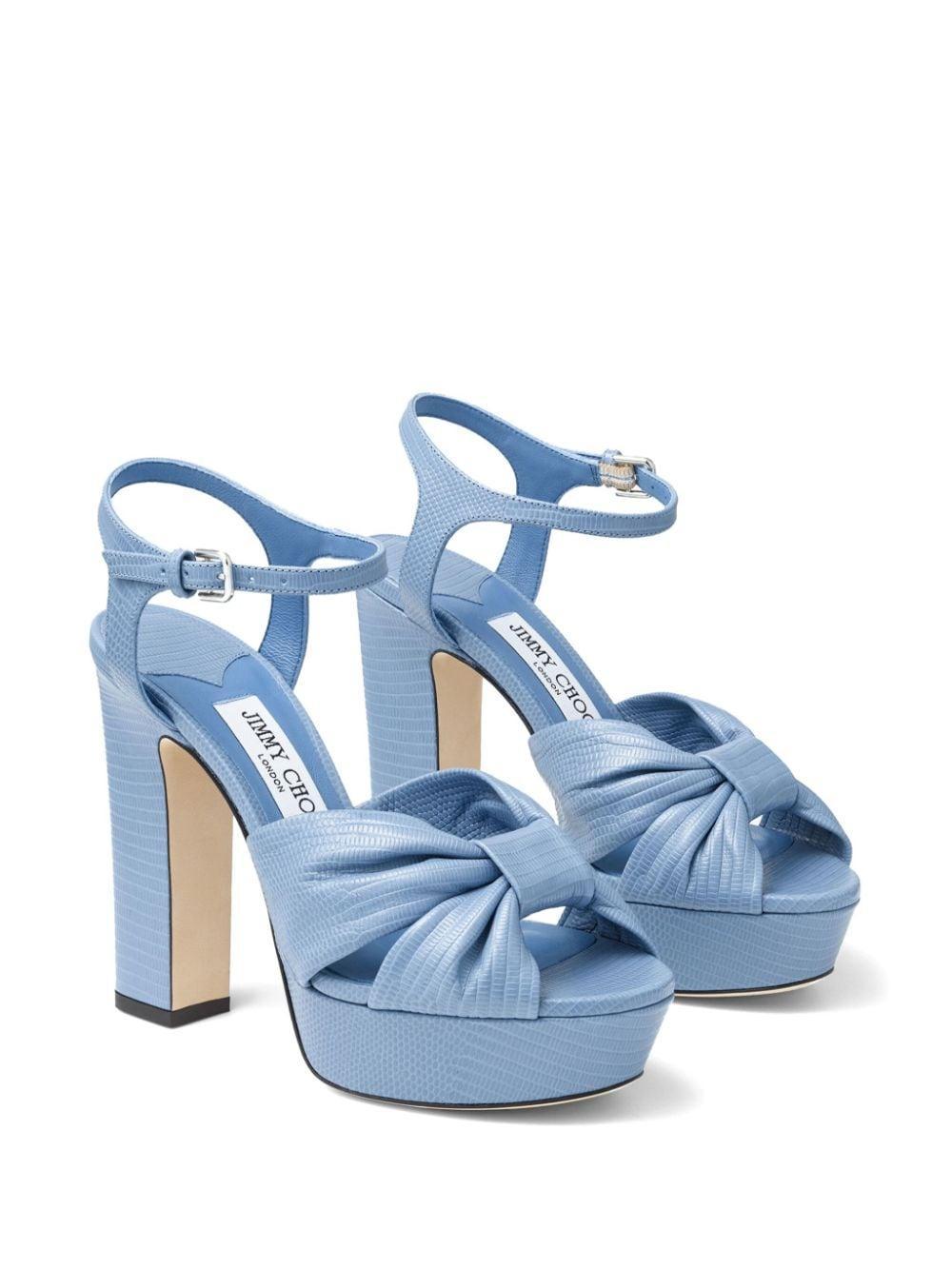 Heloise Embossed Ankle-strap Platform Sandals In Blue Product Image