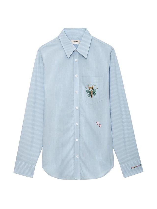 Womens Graphic Pinstripe Shirt Product Image