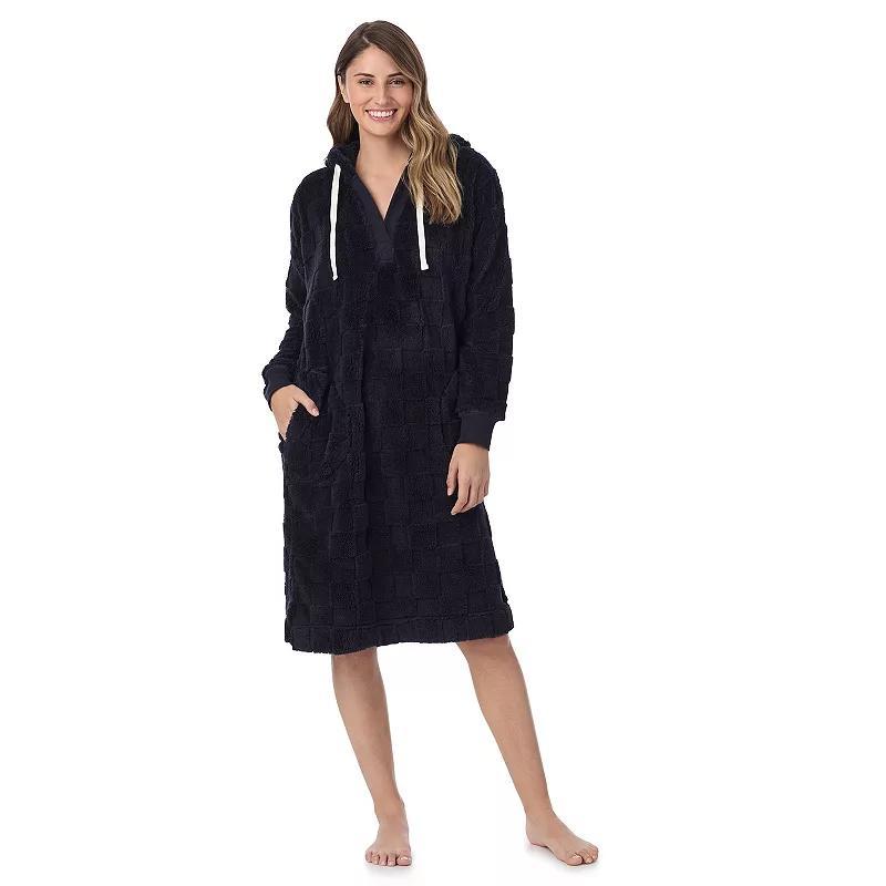 Womens Cuddl Duds Plush Hooded Midi Lounger Robe Product Image